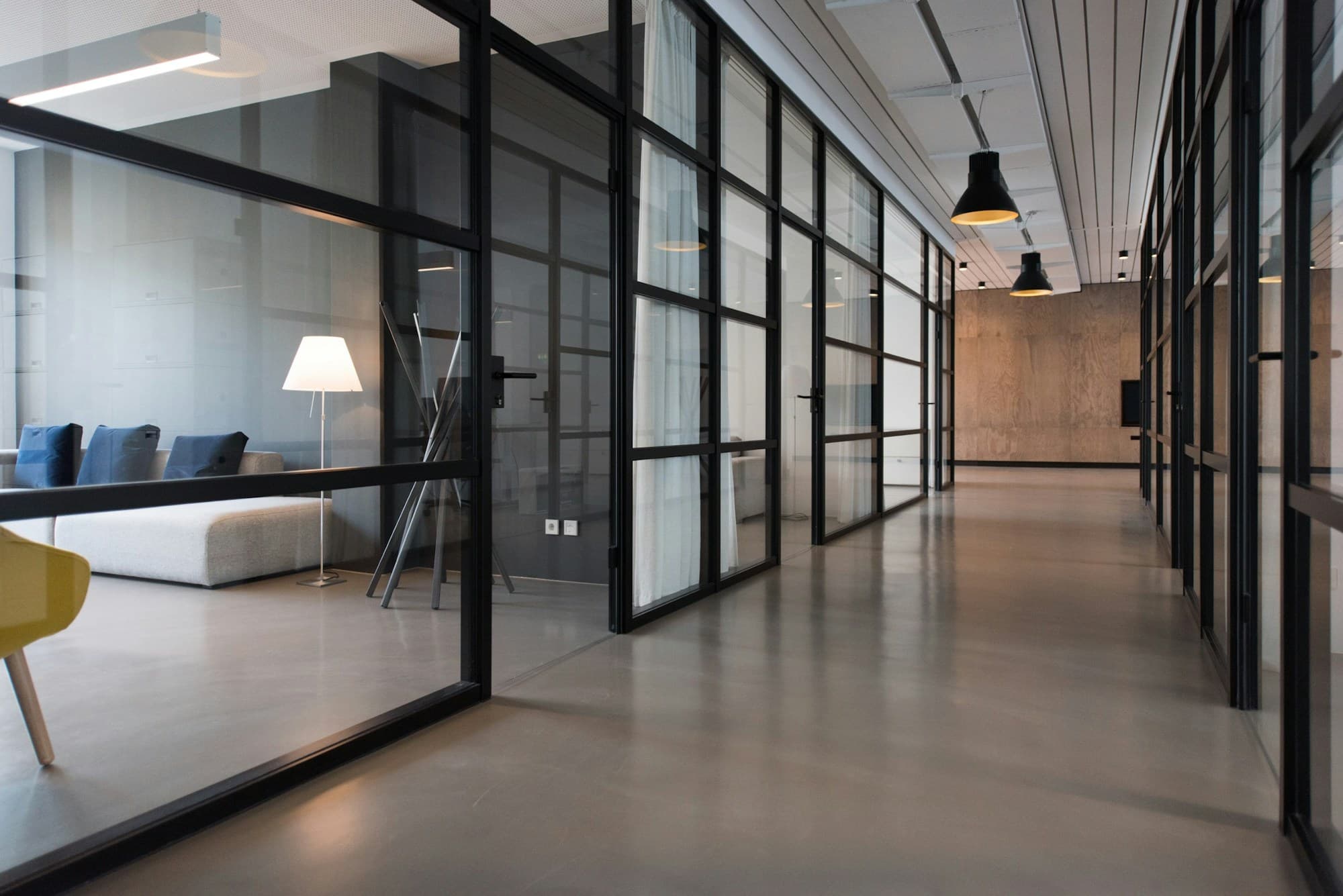Modern leased office workspace